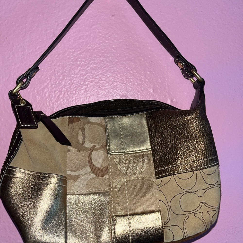 Coach Women's Patchwork Small Bag- Gold and Brown